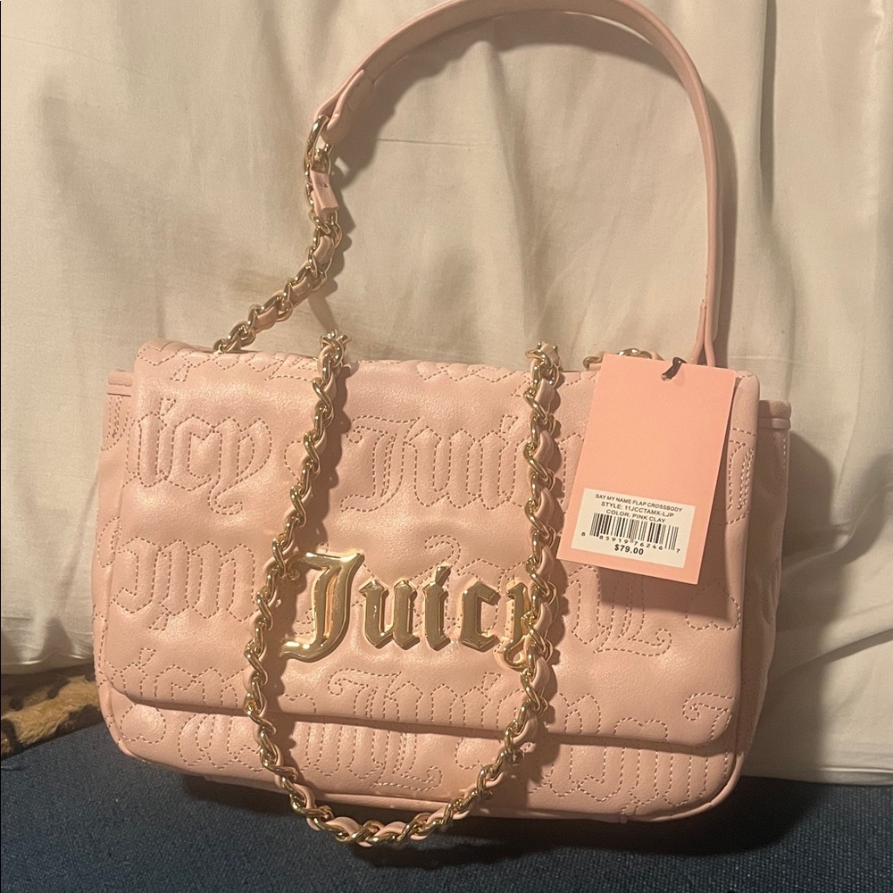 Juicy Couture Blush Pink Shoulder Bag with Gold Chain